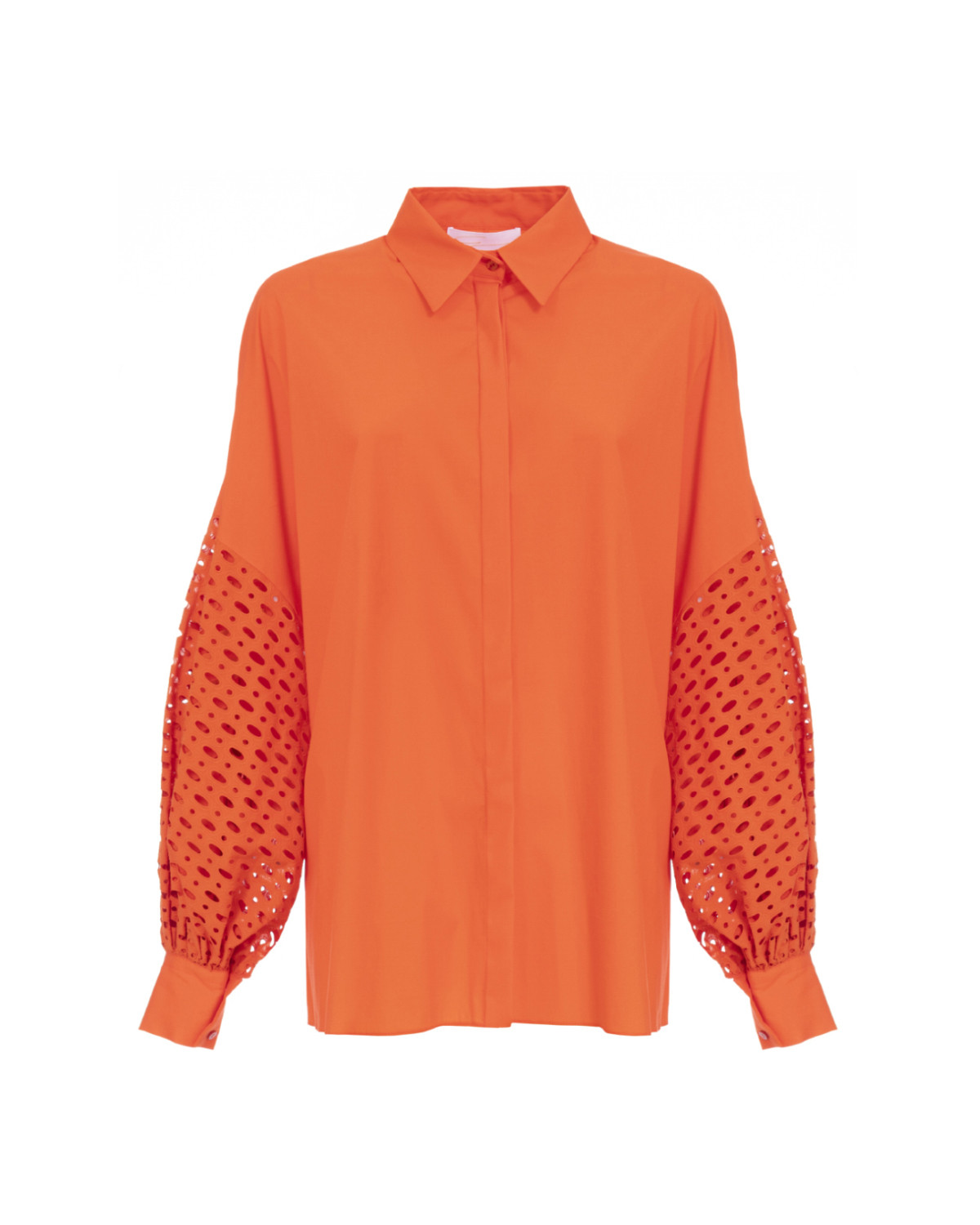 Orange cotton blouse with wide sleeves
