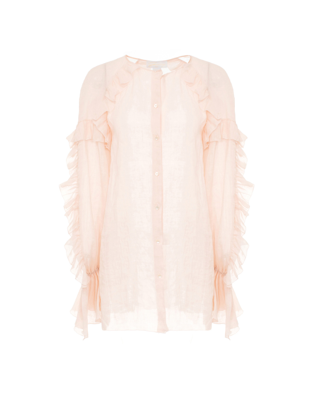 Pink ramie ruched blouse