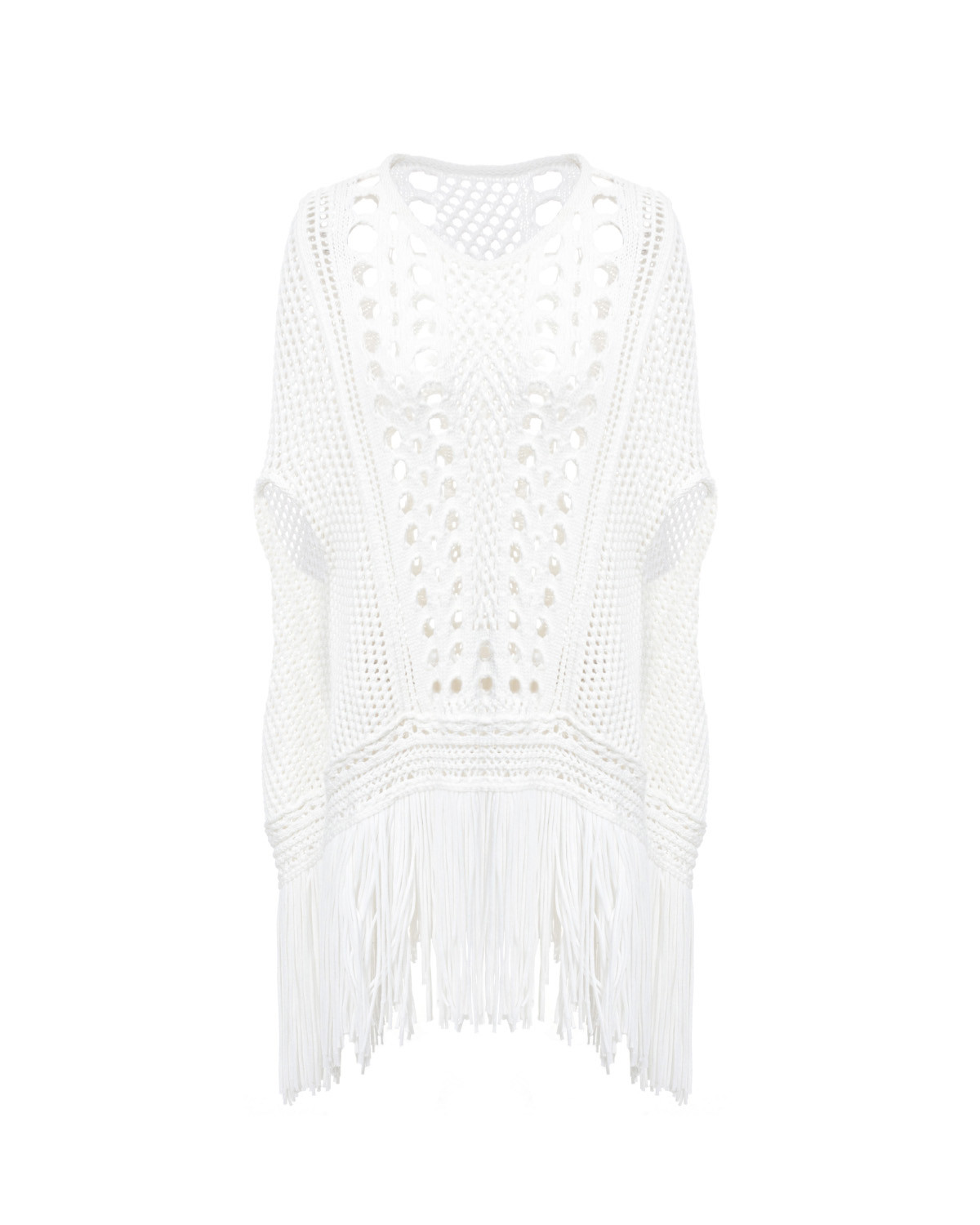 Off white cape in croquet knit