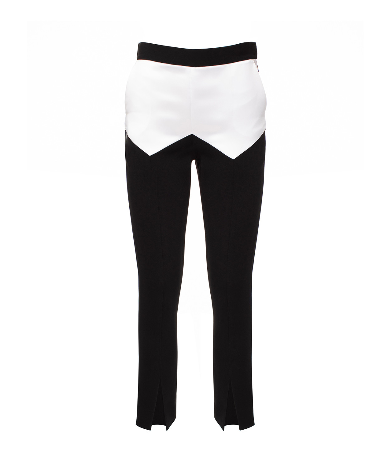 High-waisted pants with white geometric square print