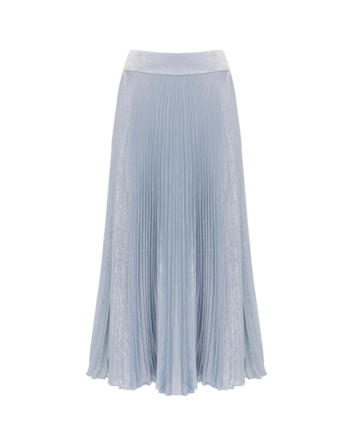 Light blue silk chiffon pleated maxi skirt
