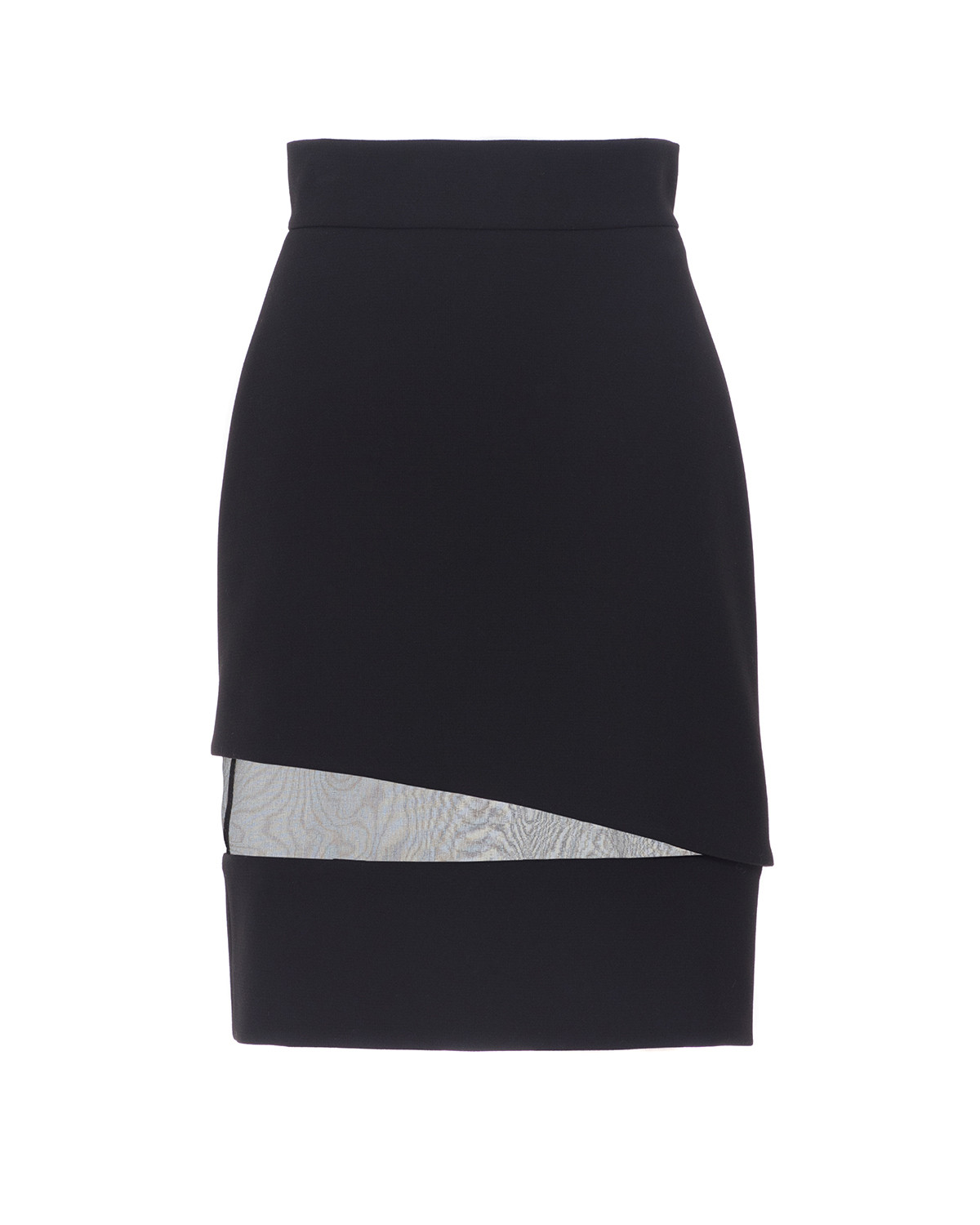 Knee-length jersey skirt with voile insert