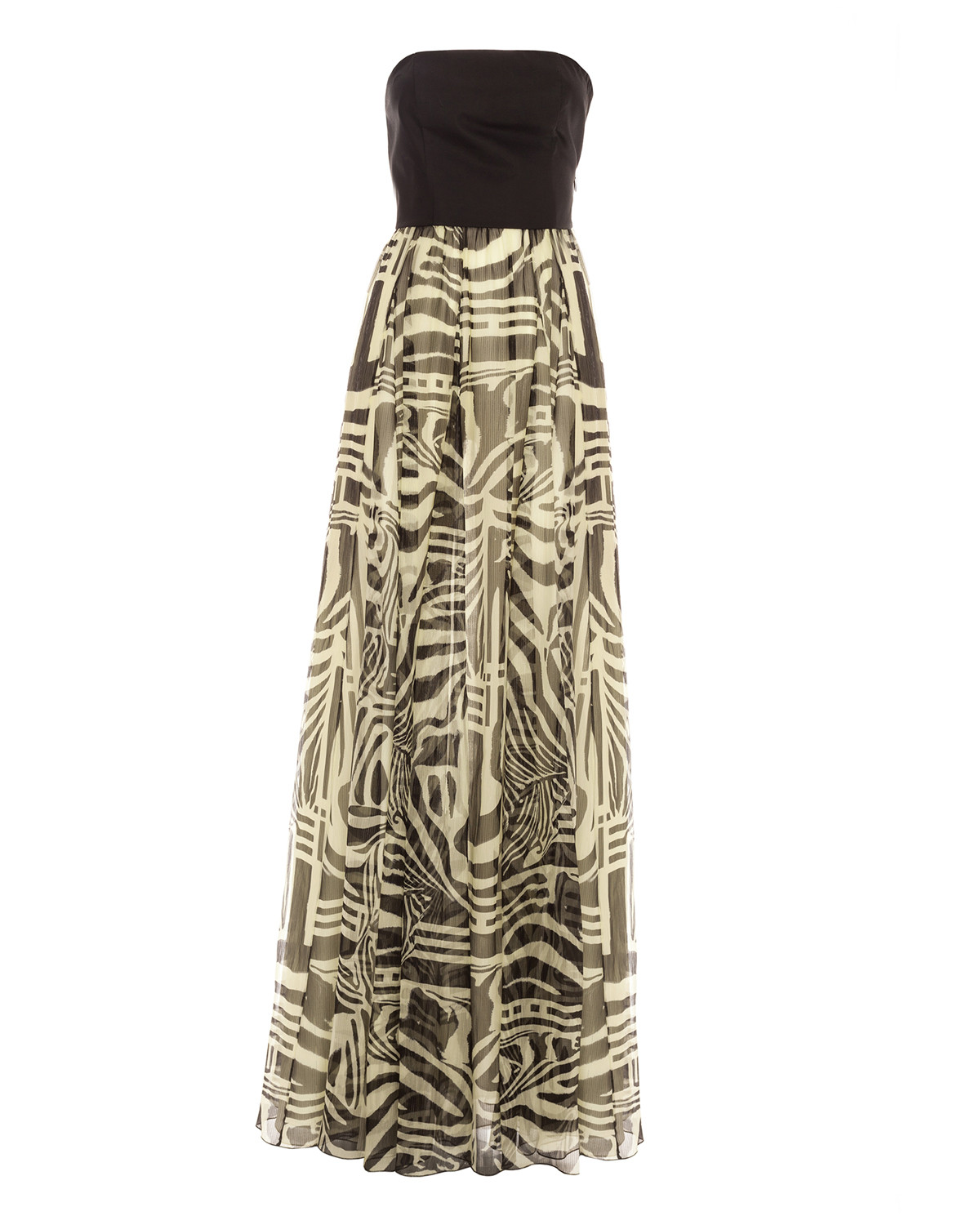 Bustier gown with zebra-print skirt