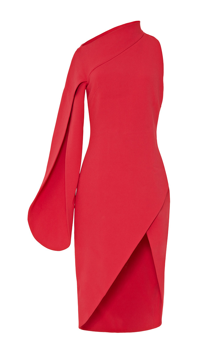 Red assymetric cocktail dress