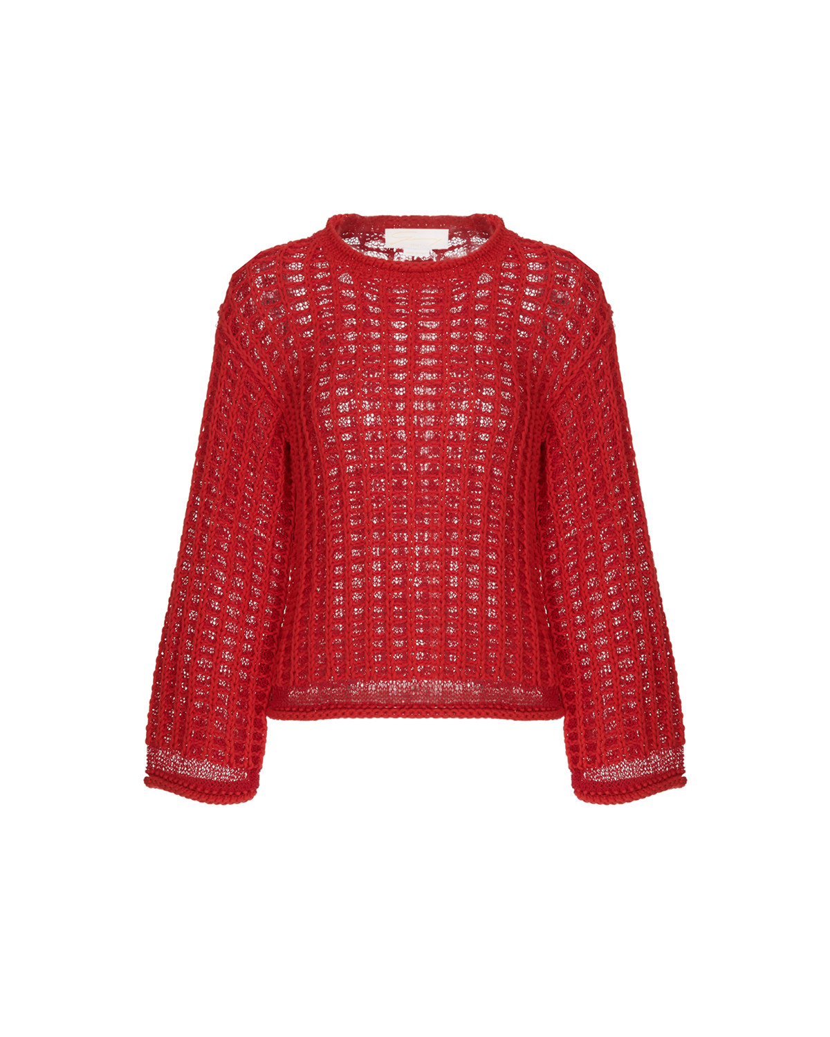 Red sweater with three-dimensional effect