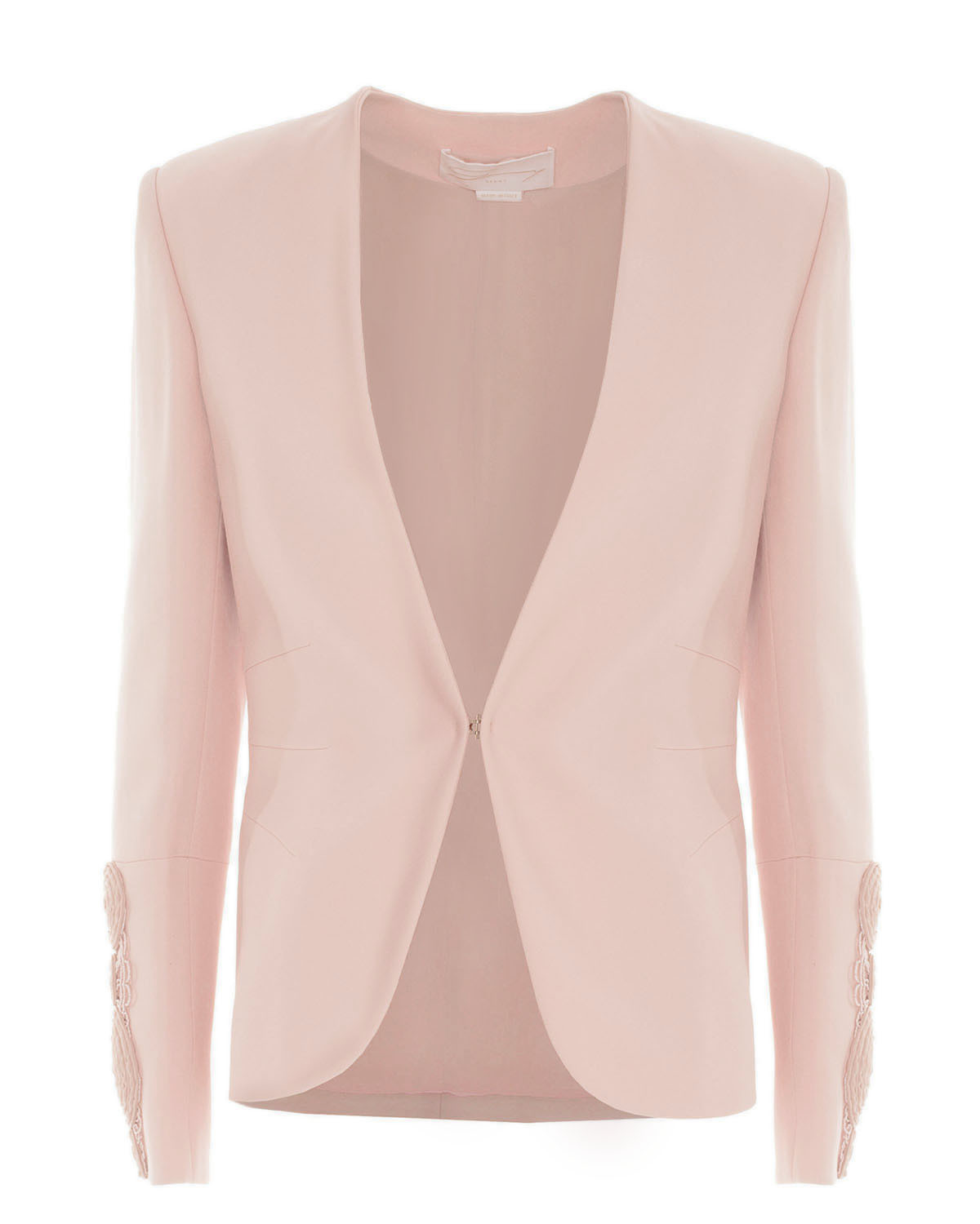 Single-breasted stretch-cady blazer with embroidered sleeves