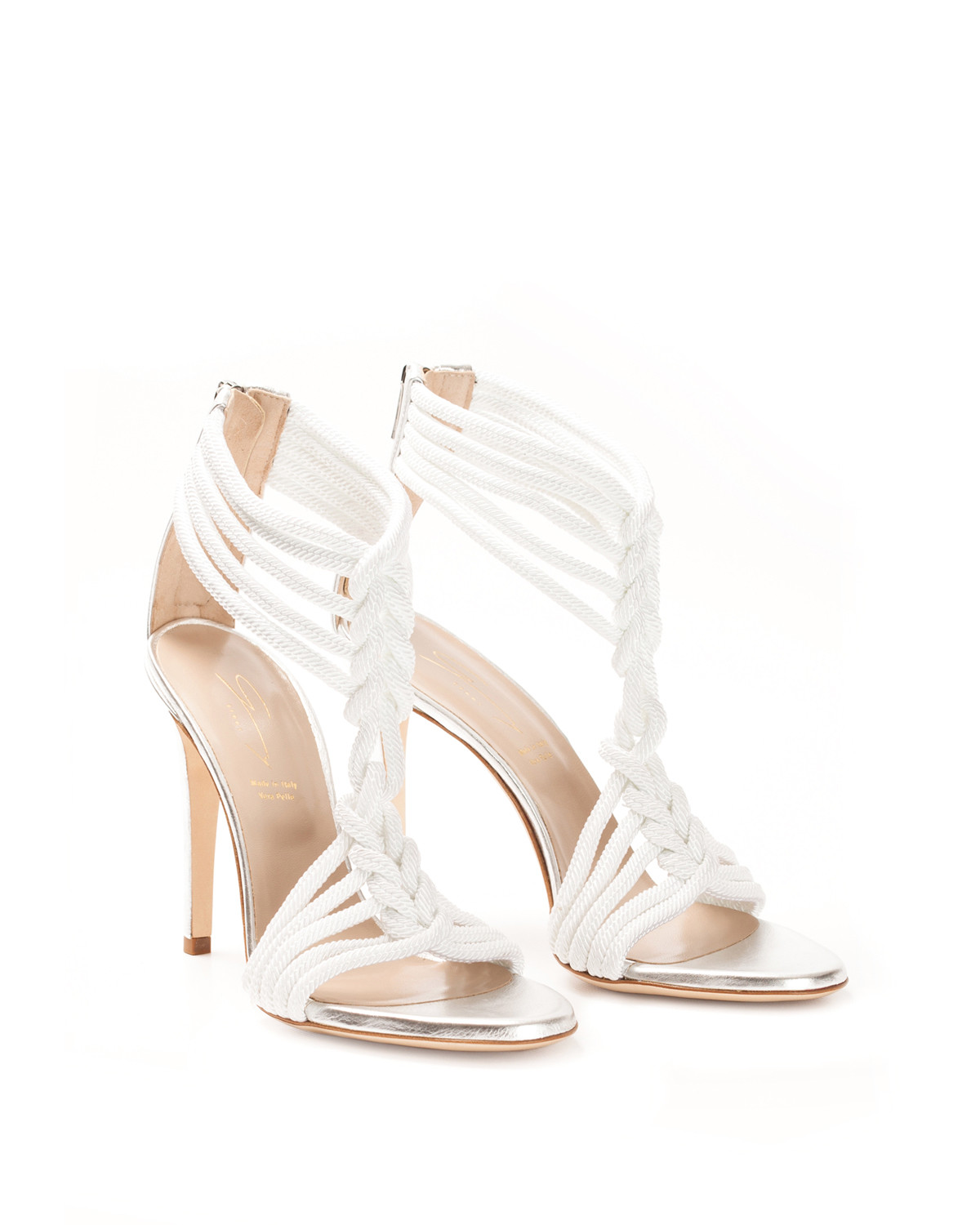 White rope sandals with braided-work