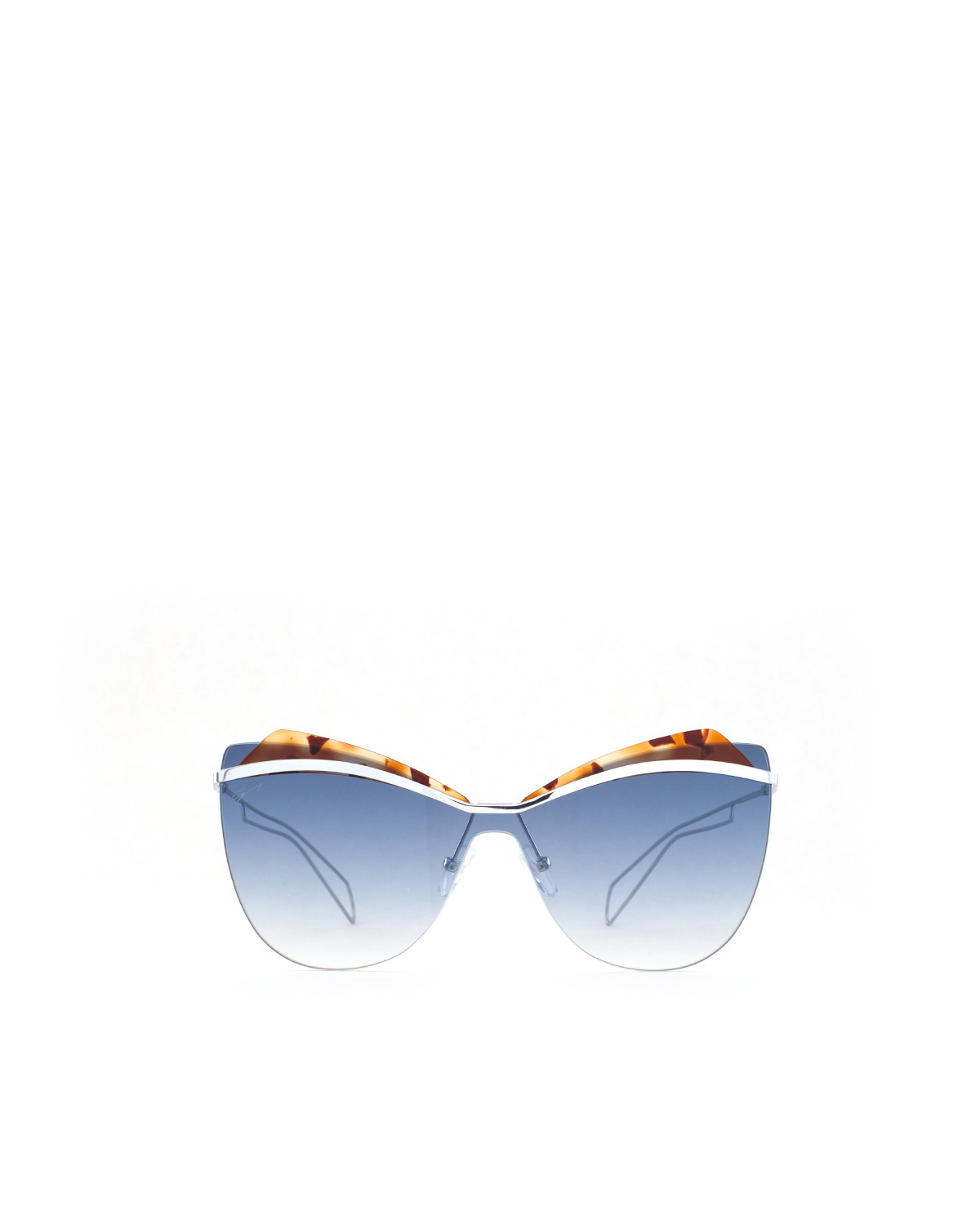 Blue cat-eye sunglasses with leopard print cut-out