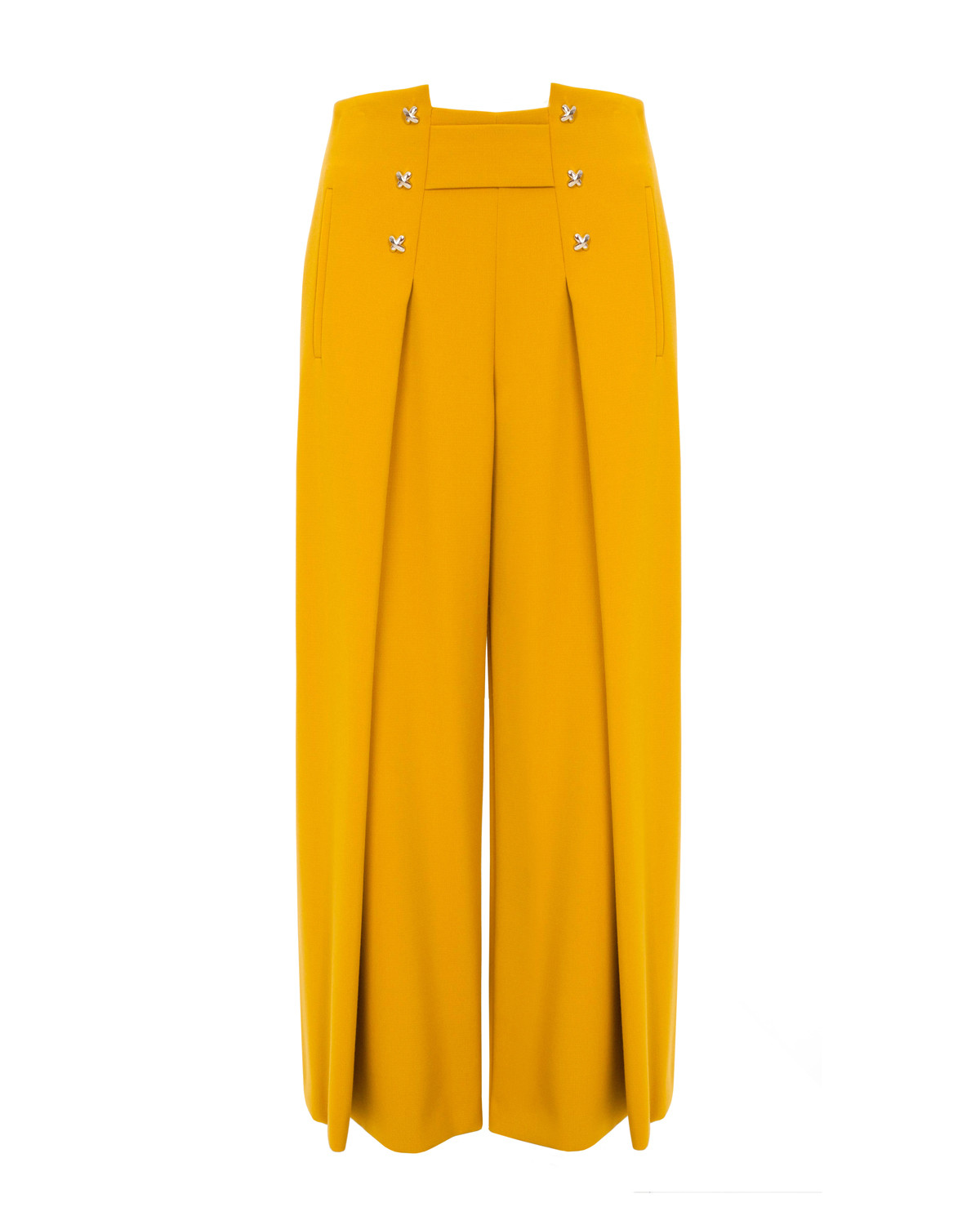Ocher culottes with buttons at the waist 
