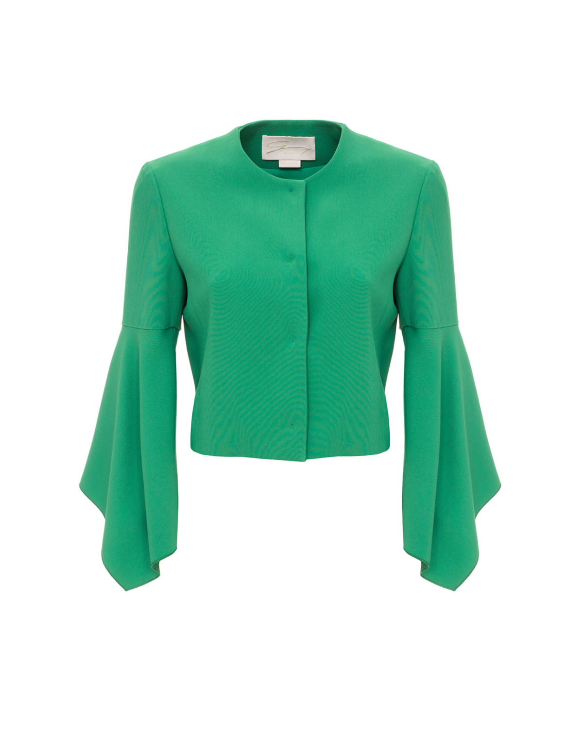 Cropped cady jacket with ruffled sleeves