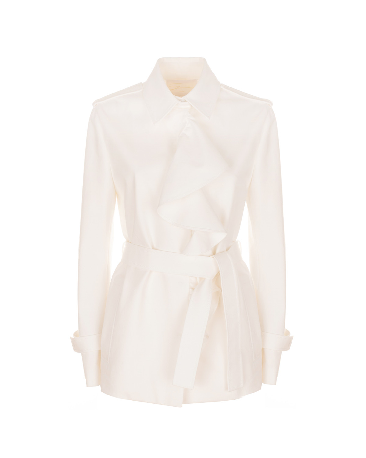 White stretch cotton trench coat 